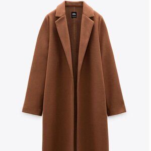 NWOT Zara Lapel Collar Coat in Mid-Camel